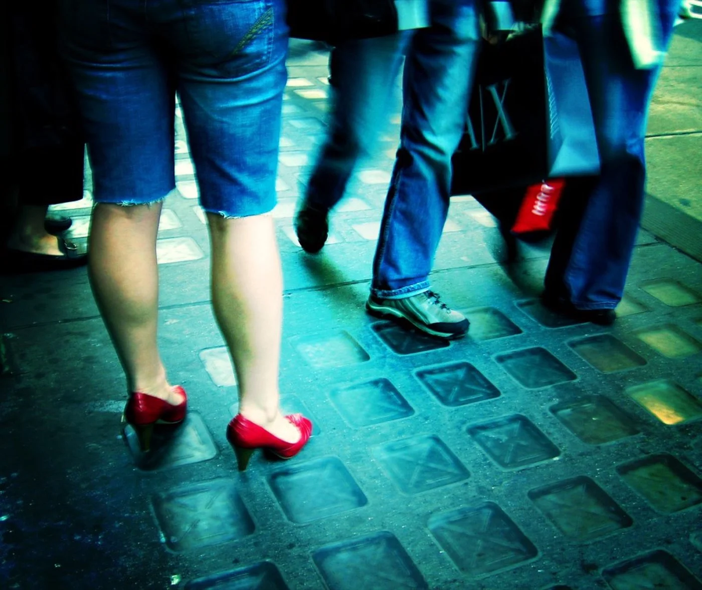 Walking shoes on a sidewalk